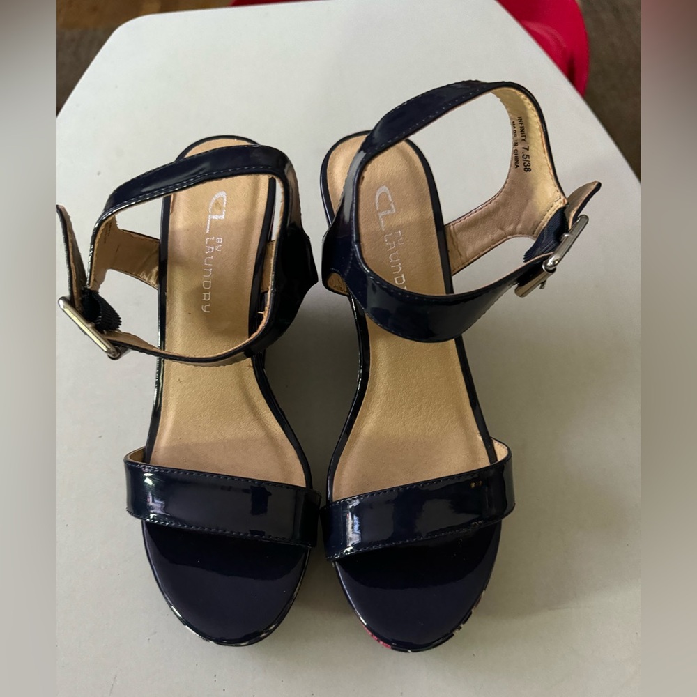 CL by Laundry, size 7-1/2 wedges. Navy blue straps. - Picture 4 of 8